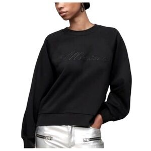 All Saints Black Crewneck Sweatshirt with beaded logo